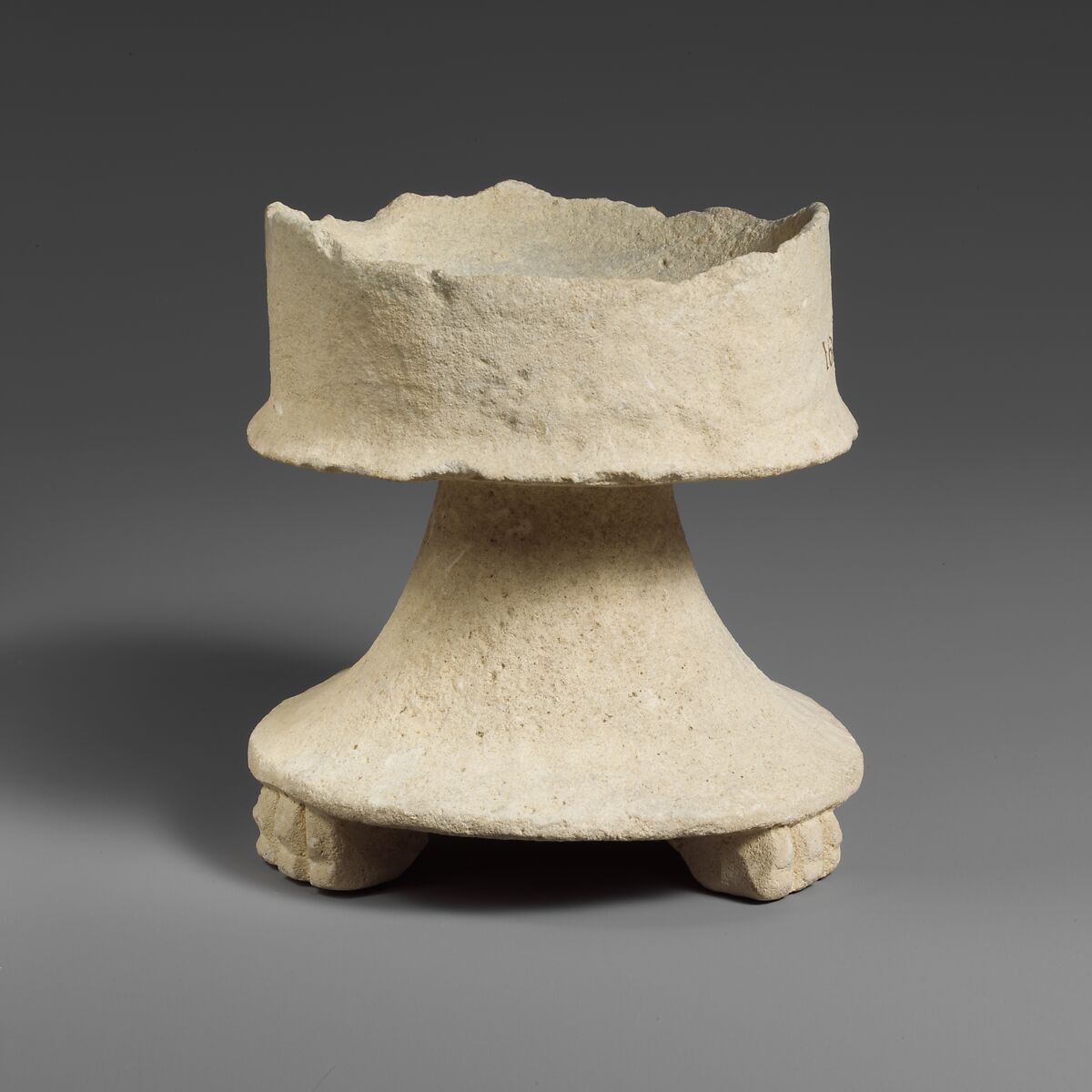 Limestone incense burner on three legs, Limestone, Cypriot 
