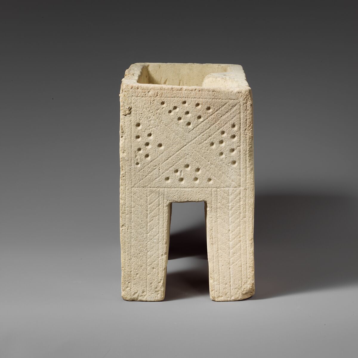 Limestone chest with incised decoration, Chalk limestone, Cypriot