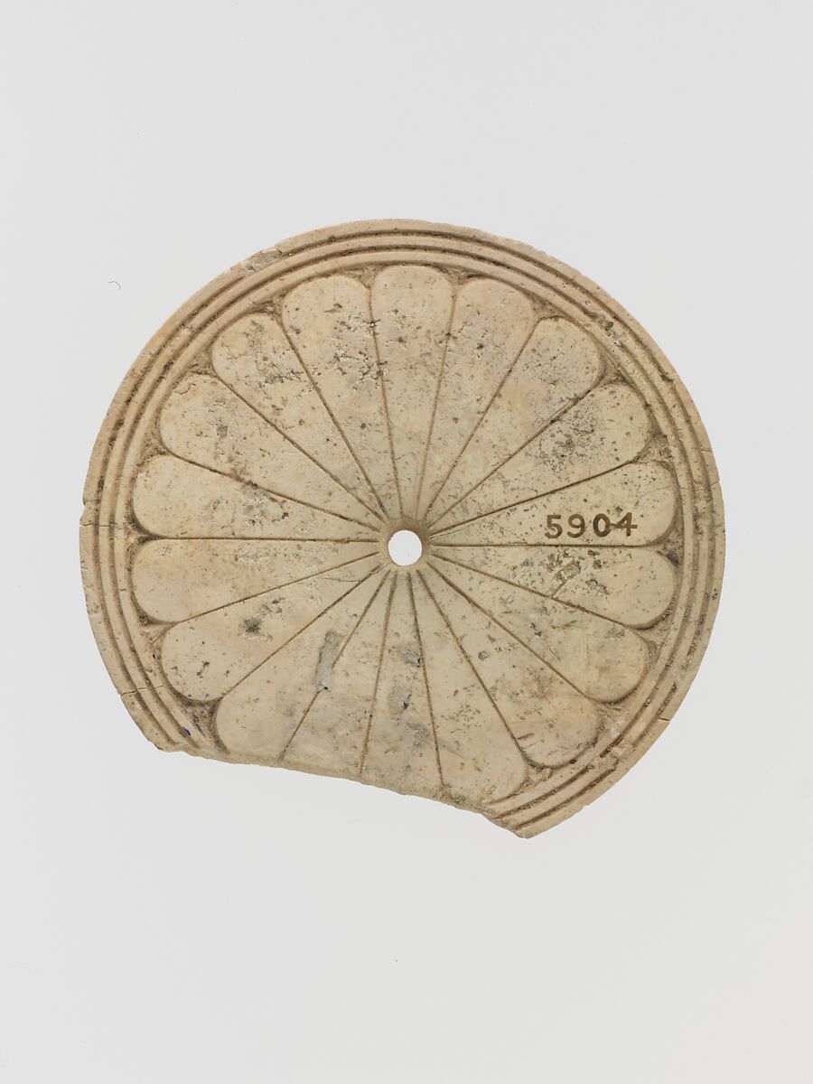 Ivory disk with a rosette, Ivory, Cypriot 