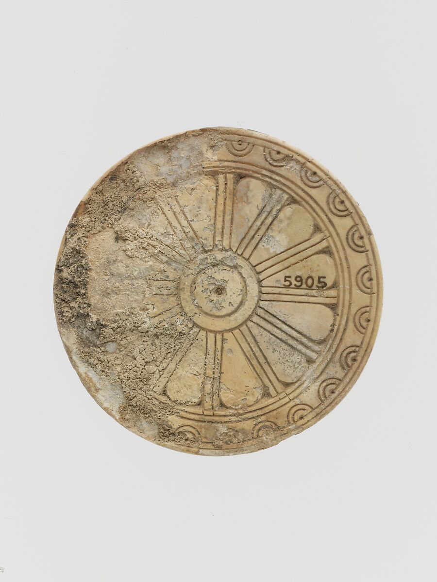 Ivory disk with rosette, Hippoptomus ivory, Cypriot 