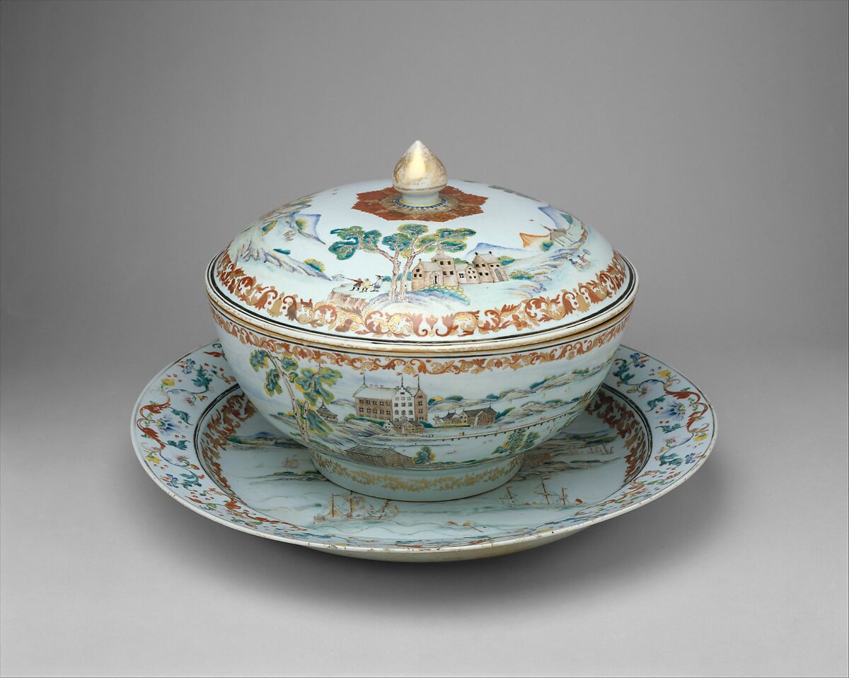 Covered Punch Bowl, Porcelain, Chinese, for Swedish market