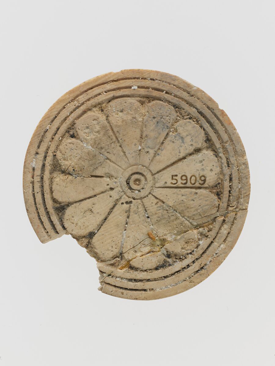 Ivory disk with rosette, Ivory, Cypriot 