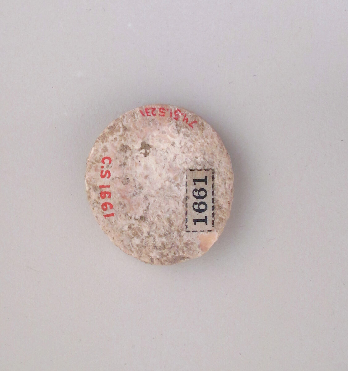 Ivory disk of a pyxis, Hippopotamus ivory, Cypriot