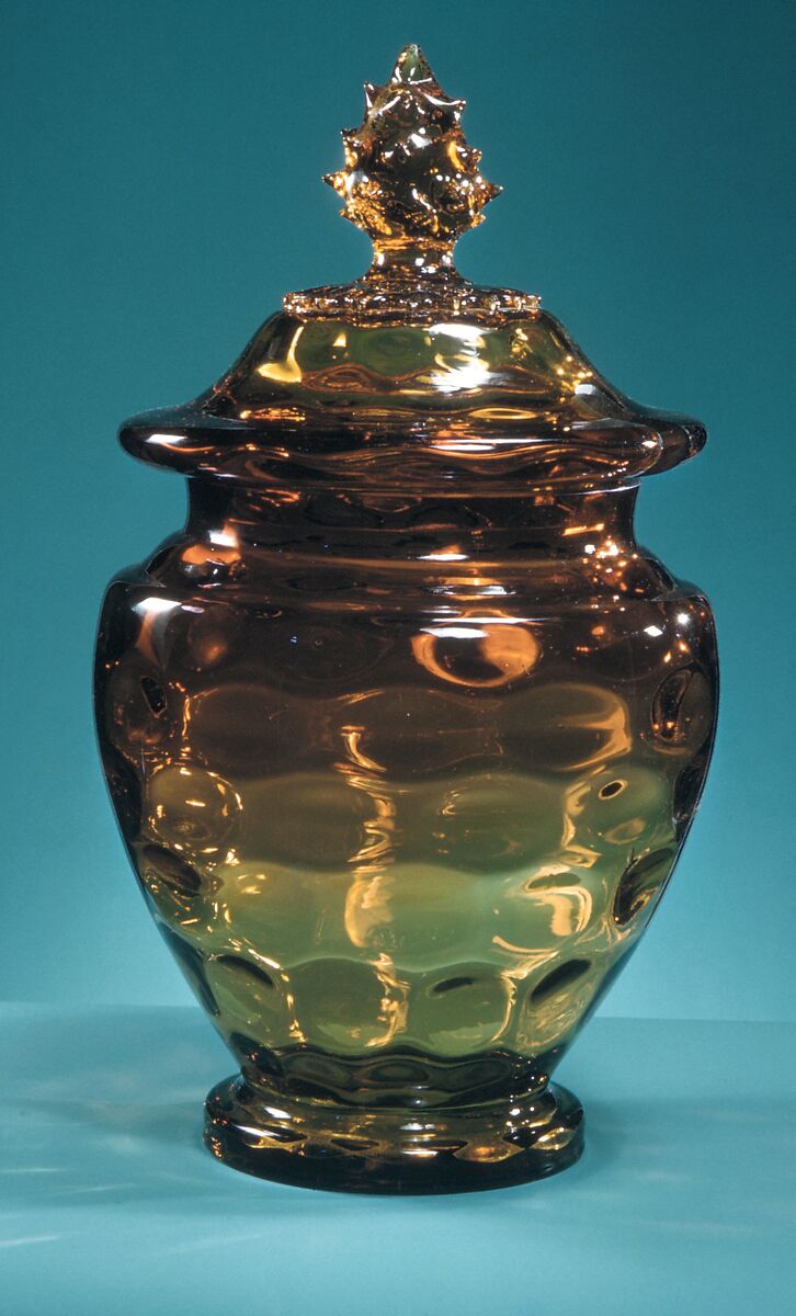 Covered Punch Bowl, Probably Hobbs, Brockunier and Company (1863–1891), Blown glass, American 