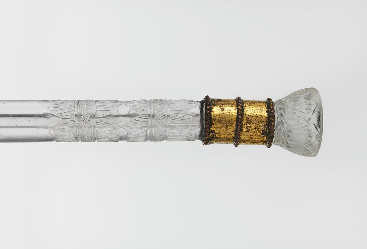 Ceremonial Mace, Rock crystal, gold, copper alloy, ruby, Indian