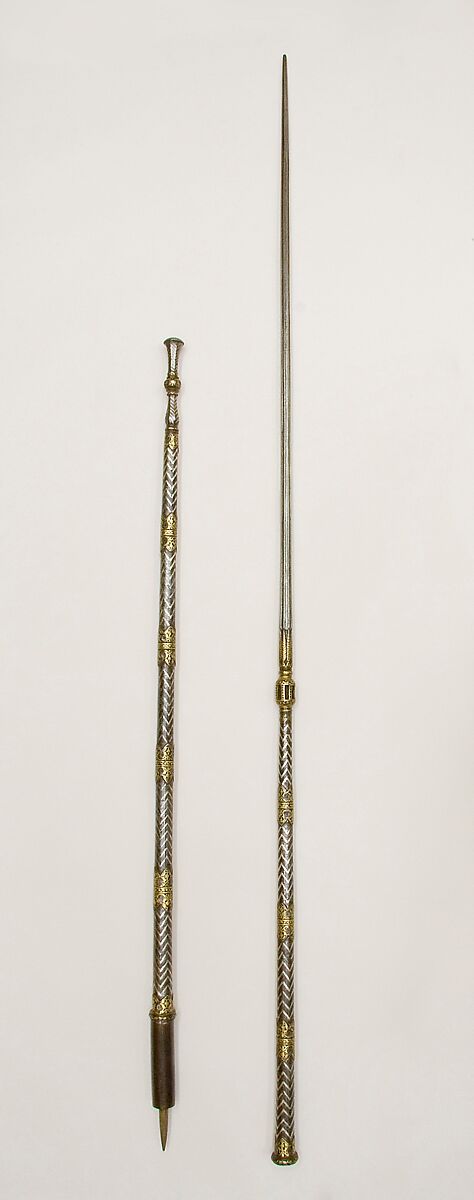 Lance, Steel, gold,  silver, Indian