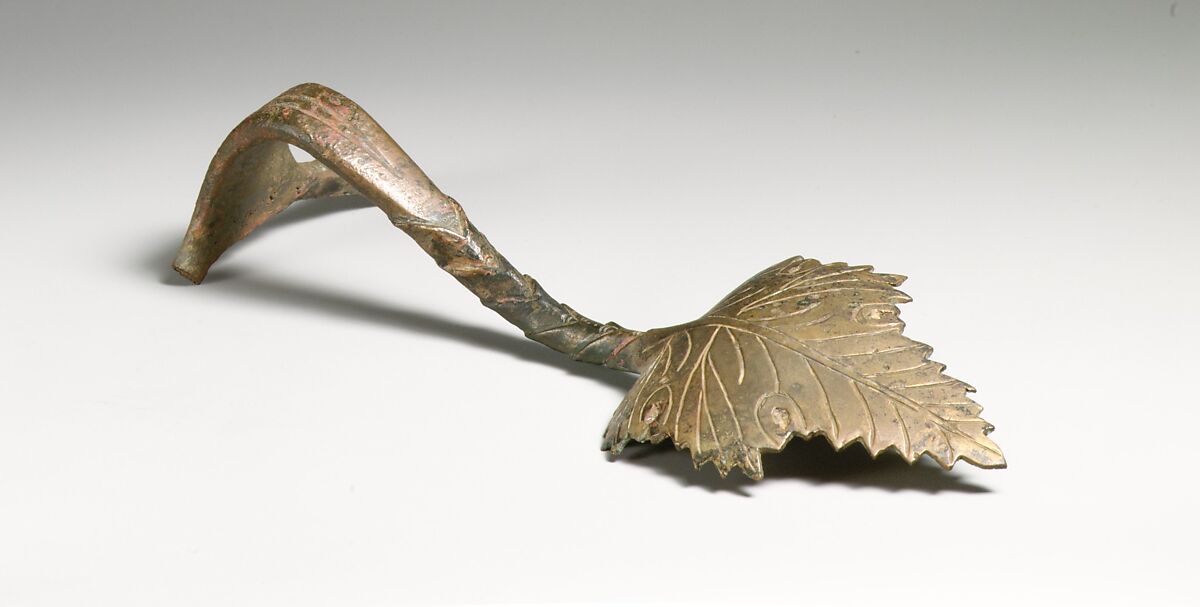 Bronze handle from a hydria (water jar), Bronze, Greek 