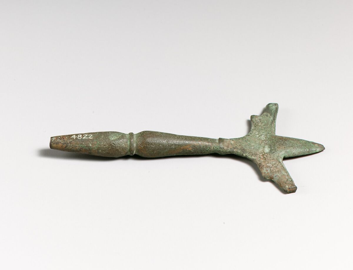 Handle of a mirror, Bronze, Roman, Cypriot 