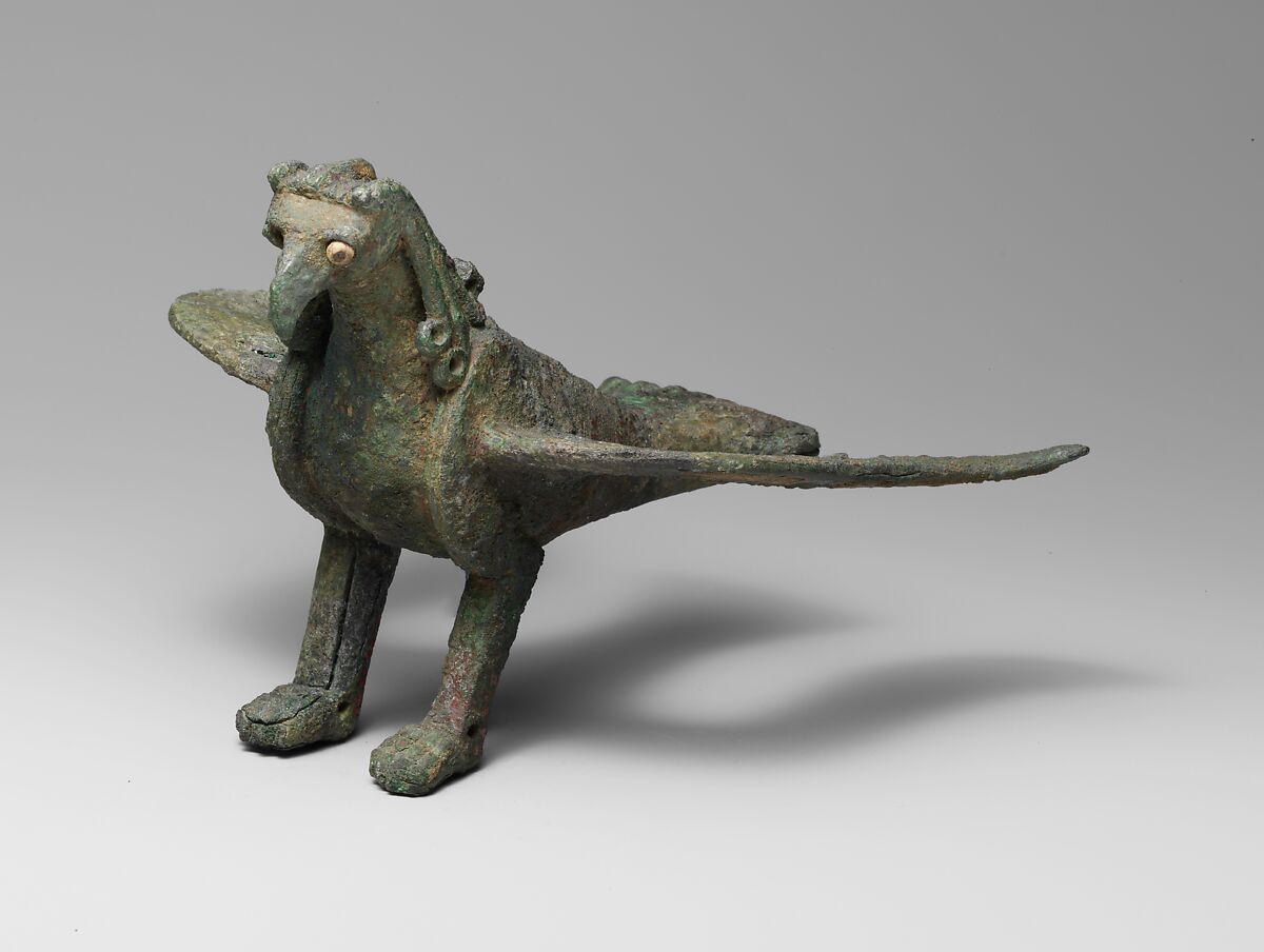 Bronze statuette of a bird of prey, Bronze, glass paste, Cypriot 