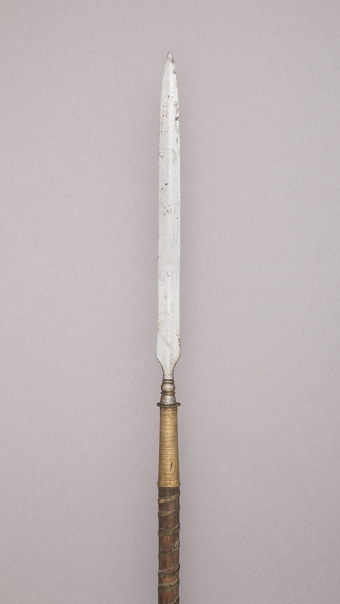 Spearhead with Cover, Steel, lacquer, wood, copper, Japanese