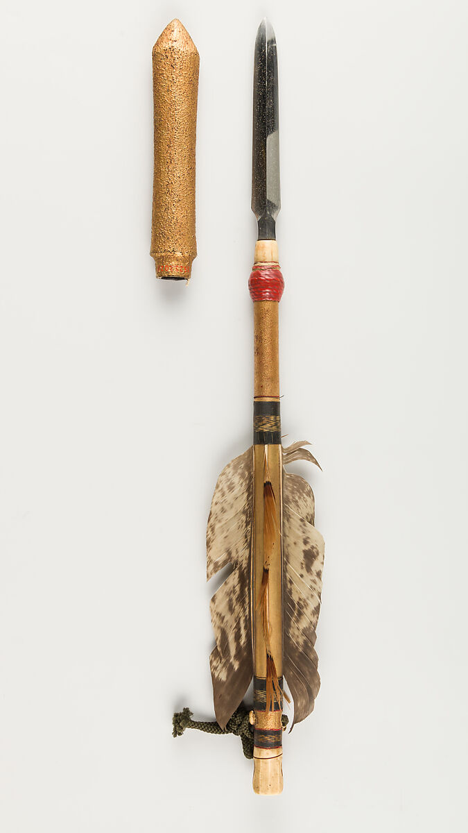 Javelin (Nageya) with Sheath, Ivory, feather, wood, Japanese 