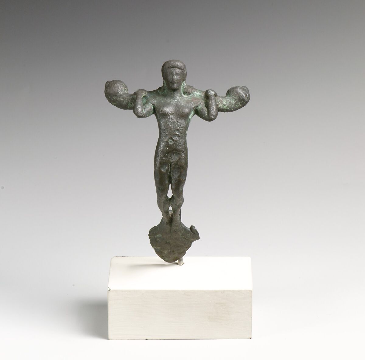 Handle in the form of a youth, Bronze, Cypriot