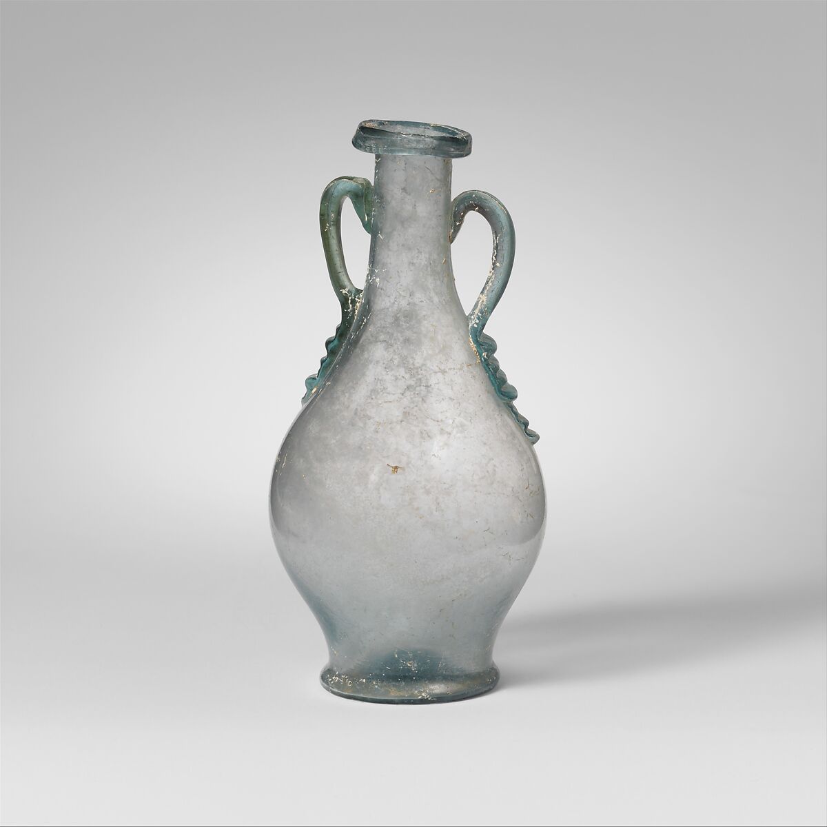 Glass two-handled bottle (amphora), Glass, Roman 