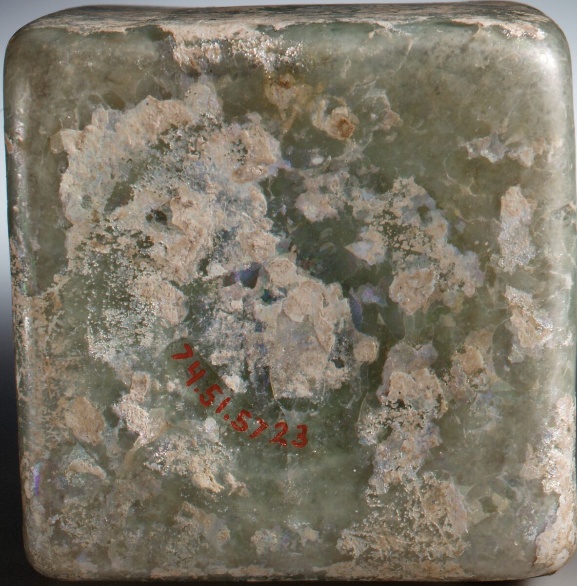 Glass square bottle, Glass, Roman