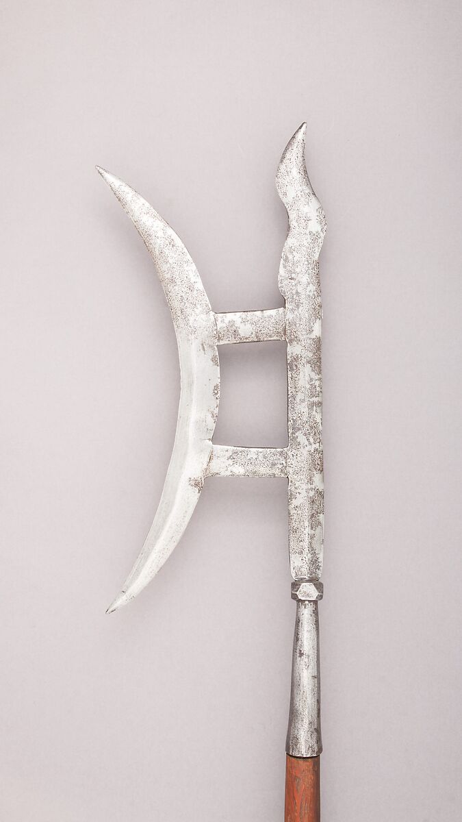 Spear, Steel, wood, pigment, Chinese