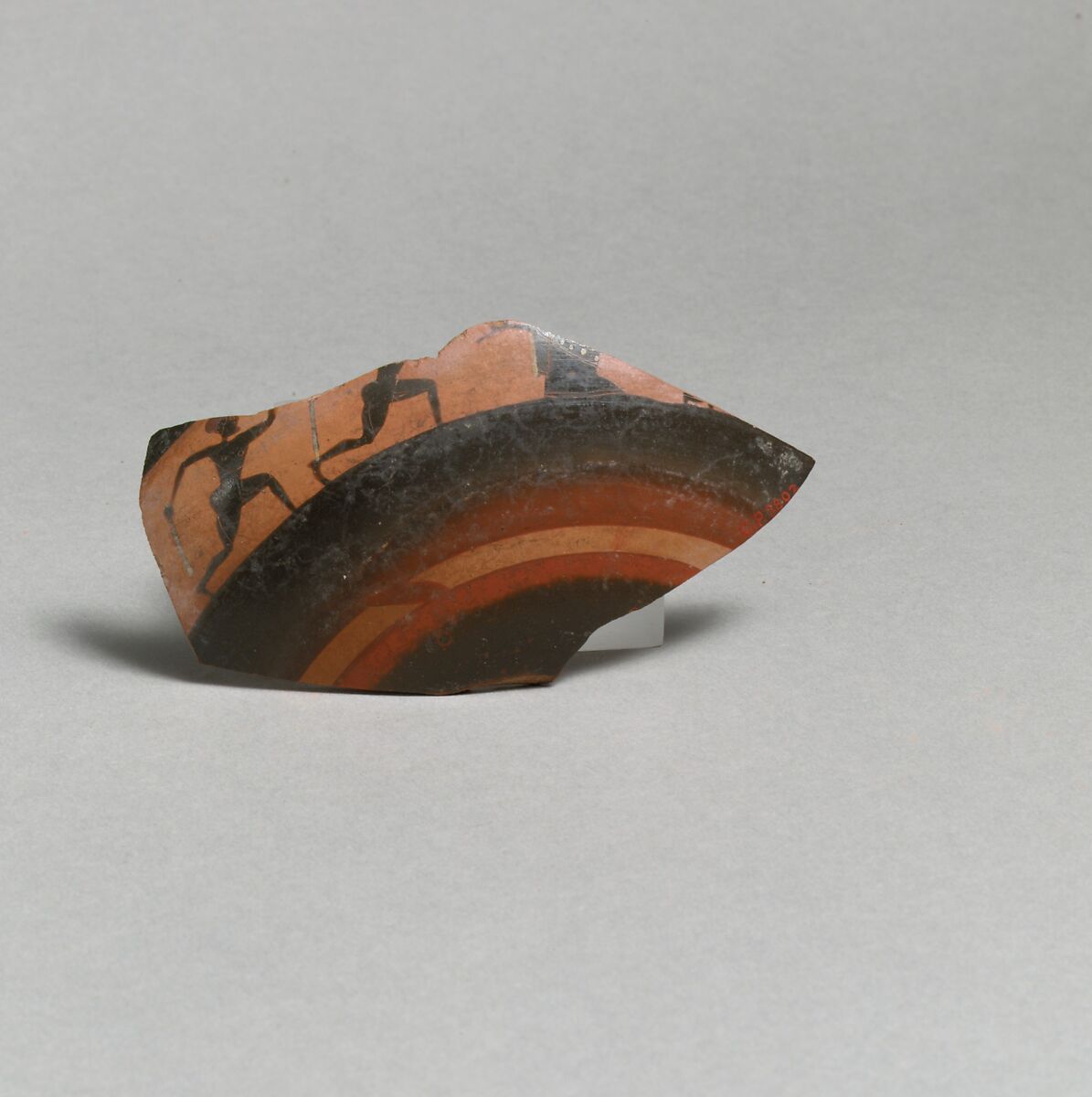 Fragment of a kylix: band-cup (drinking cup), Attributed to Elbows Out, Terracotta, Greek, Attic