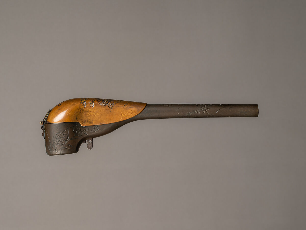 Combination Pen Case and Pistol, Bronze, Japanese