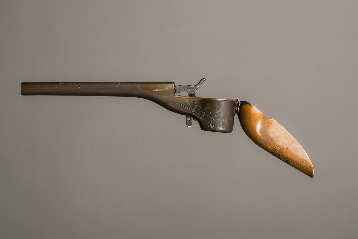 Combination Pen Case and Pistol, Bronze, Japanese