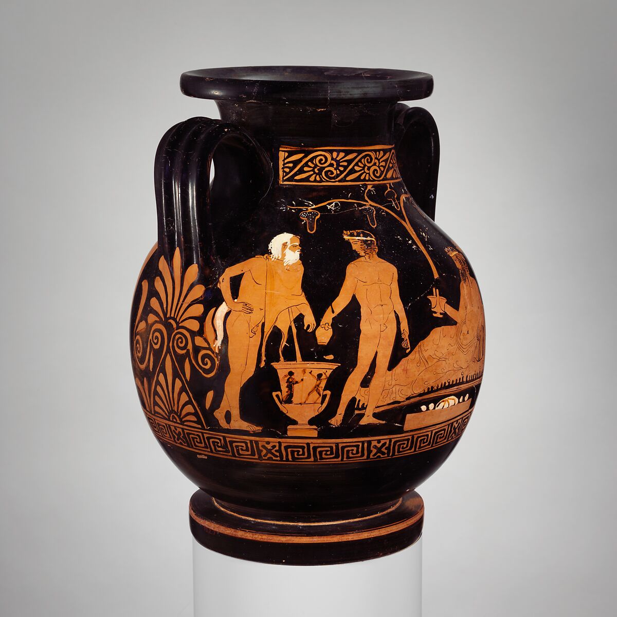 Terracotta pelike (jar), Attributed to the Somzée Painter, Terracotta, Greek, Attic