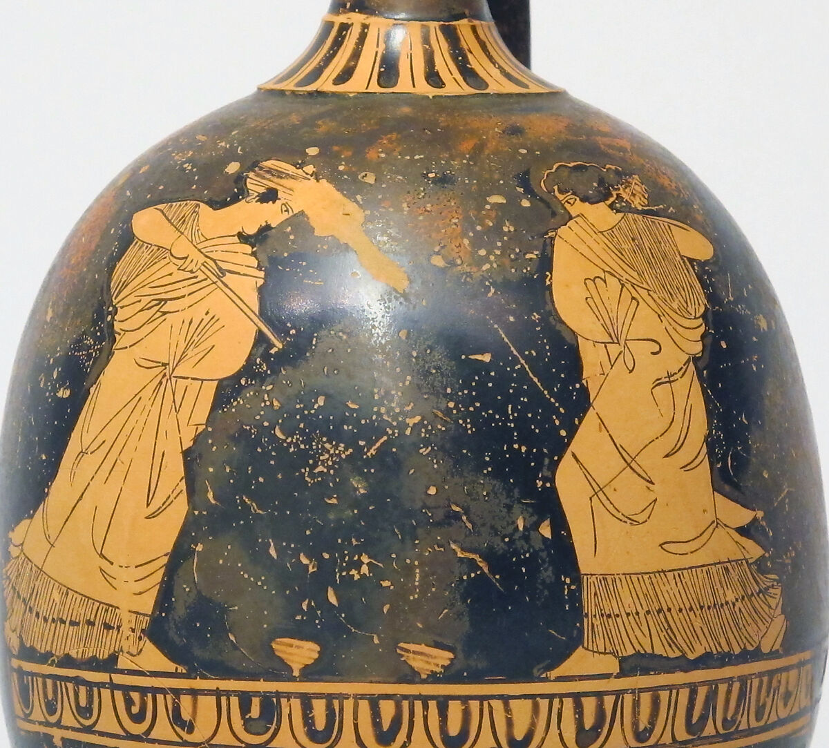 Terracotta squat lekythos (oil flask), Terracotta, Greek, Attic