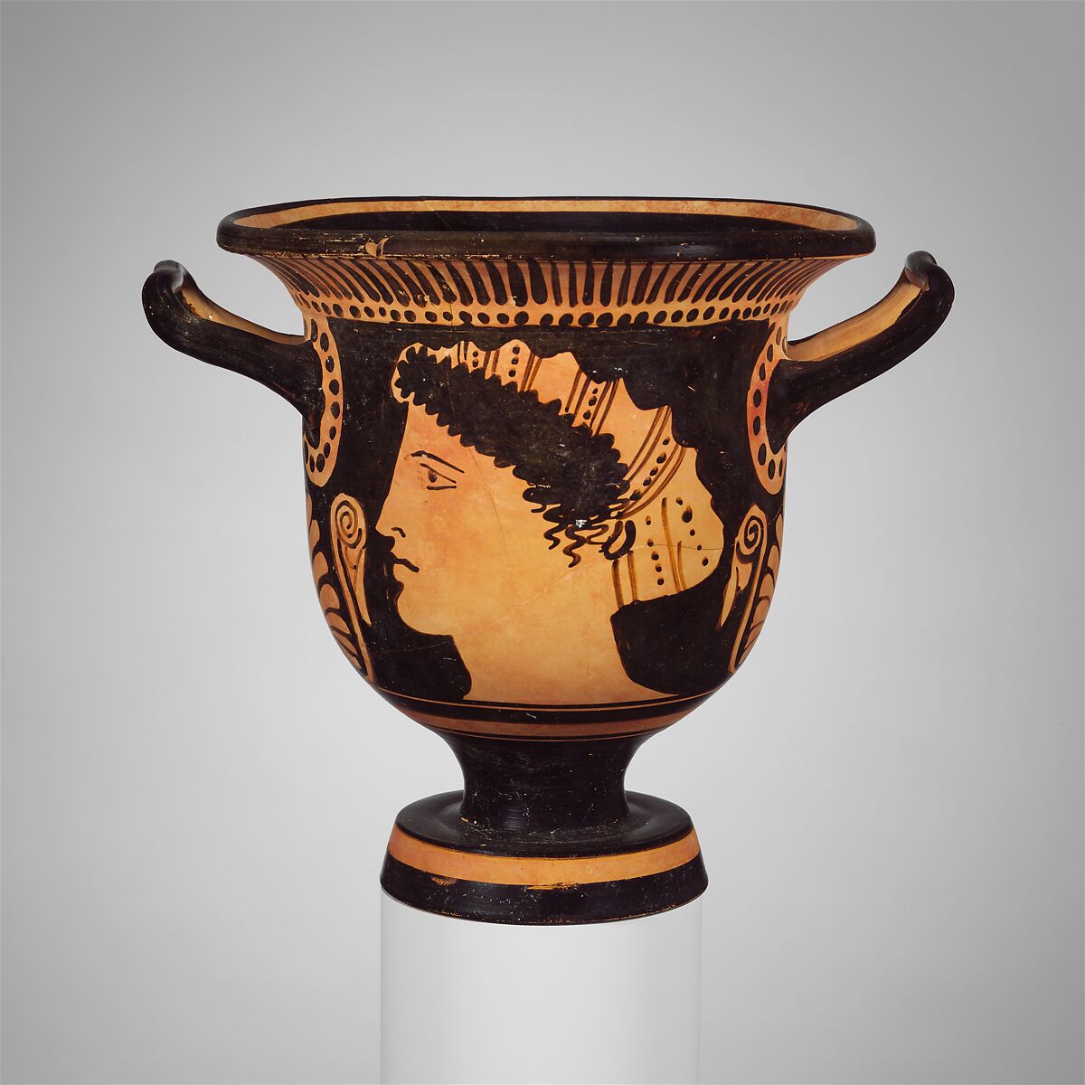 Terracotta bell-krater (bowl for mixing wine and water), Terracotta, Greek, Boeotian 