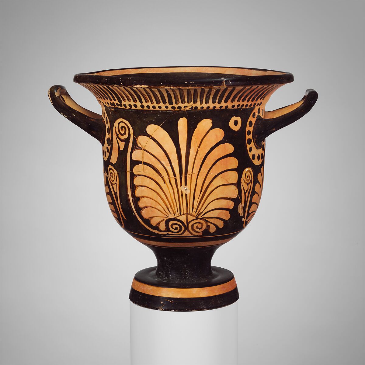 Terracotta bell-krater (bowl for mixing wine and water), Terracotta, Greek, Boeotian