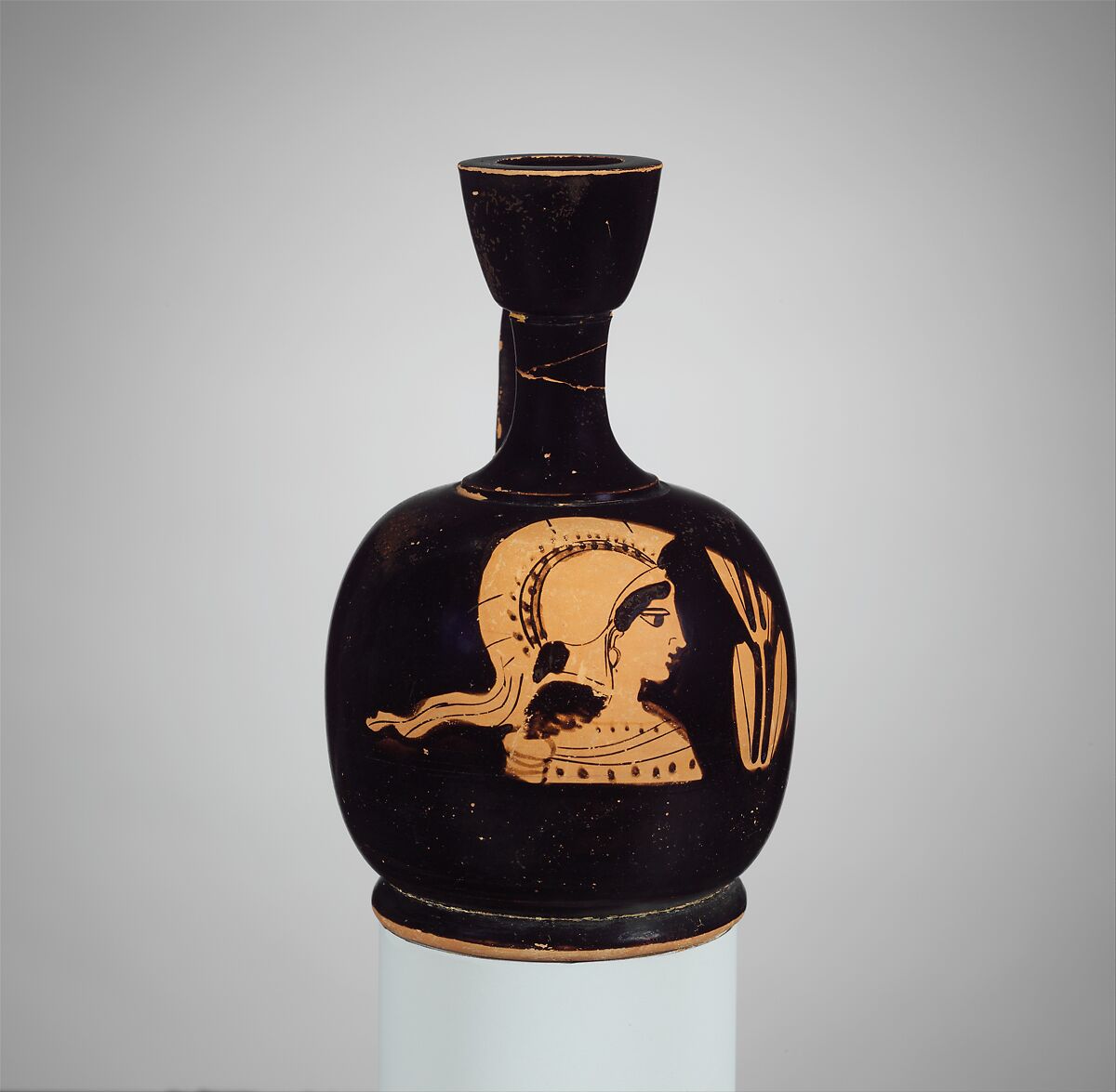 Terracotta squat lekythos (oil flask), Terracotta, Greek, Attic 