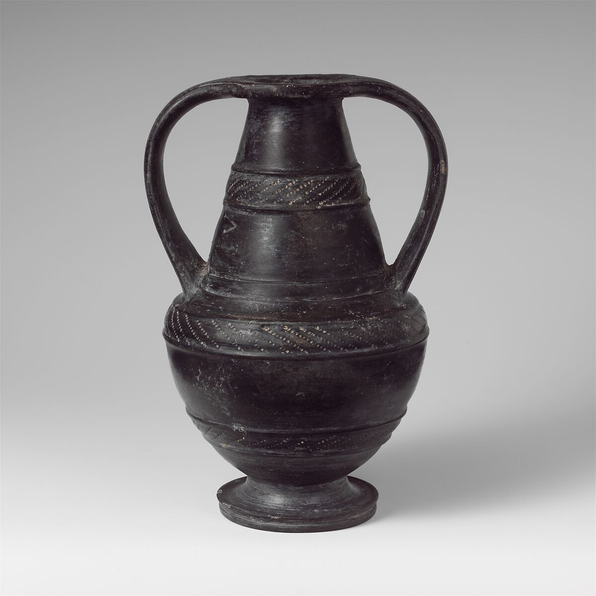 Terracotta Nicosthenic neck-amphora (jar), Terracotta, Etruscan 