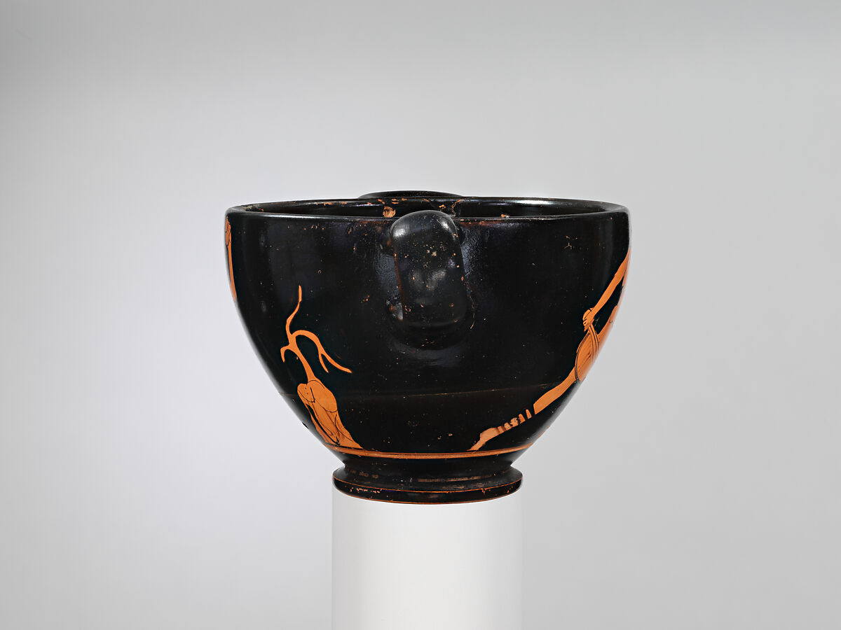 Terracotta skyphos (deep drinking cup), Attributed to the Pan Painter, Terracotta, Greek, Attic