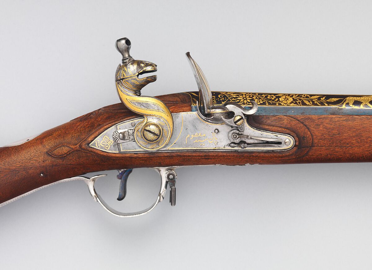 Flintlock Blunderbuss, Steel, wood, gold, silver, Indian, Seringapatam