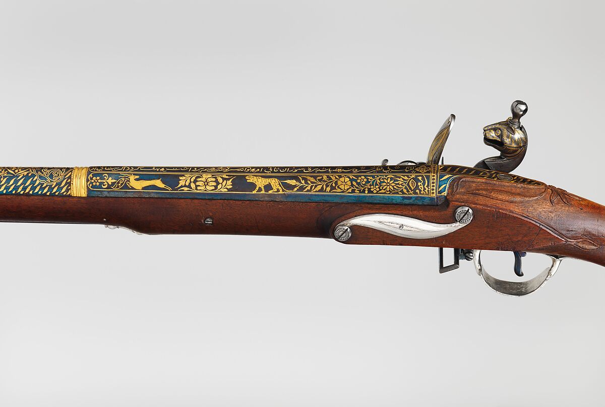 Flintlock Blunderbuss, Steel, wood, gold, silver, Indian, Seringapatam
