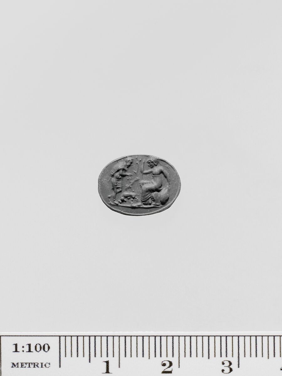 Carnelian oval engraved gem, Carnelian, Roman