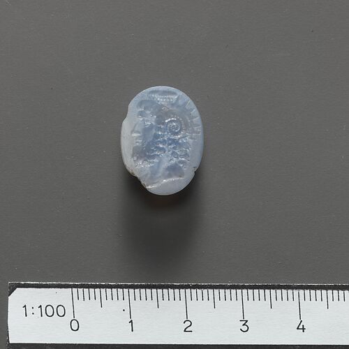 Chalcedony intaglio: Head of Jupiter Ammon