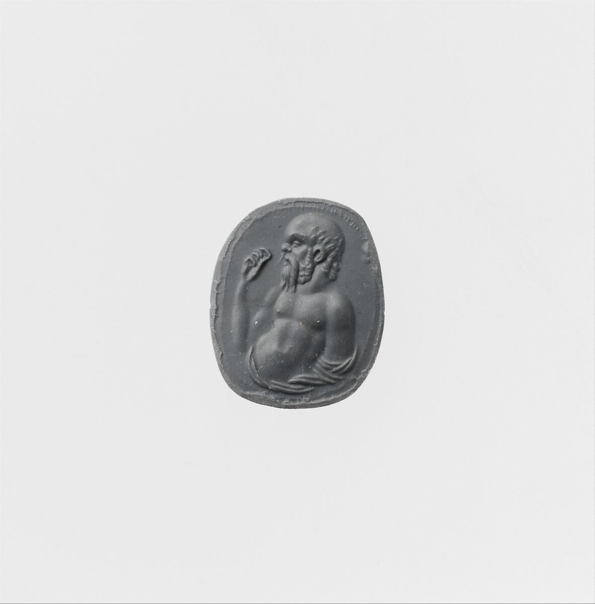 Carnelian engraved gem with a portrait of Sokrates, Sard-Carnelian ?, Roman