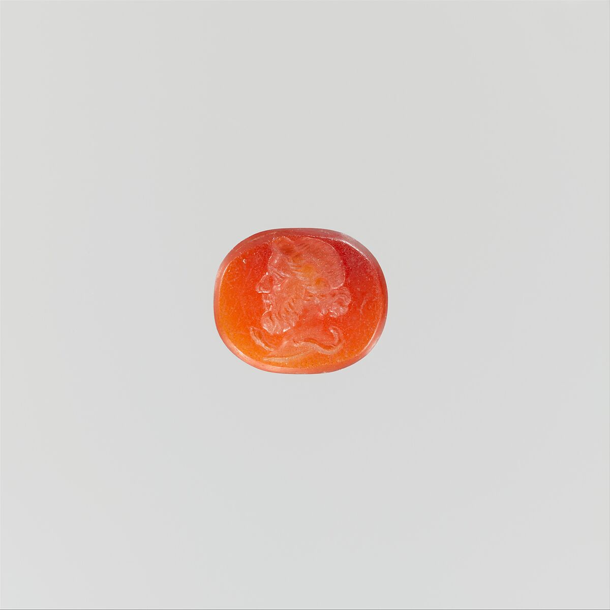 Carnelian ring stone with Asclepius, the god of medicine, Carnelian, Roman 