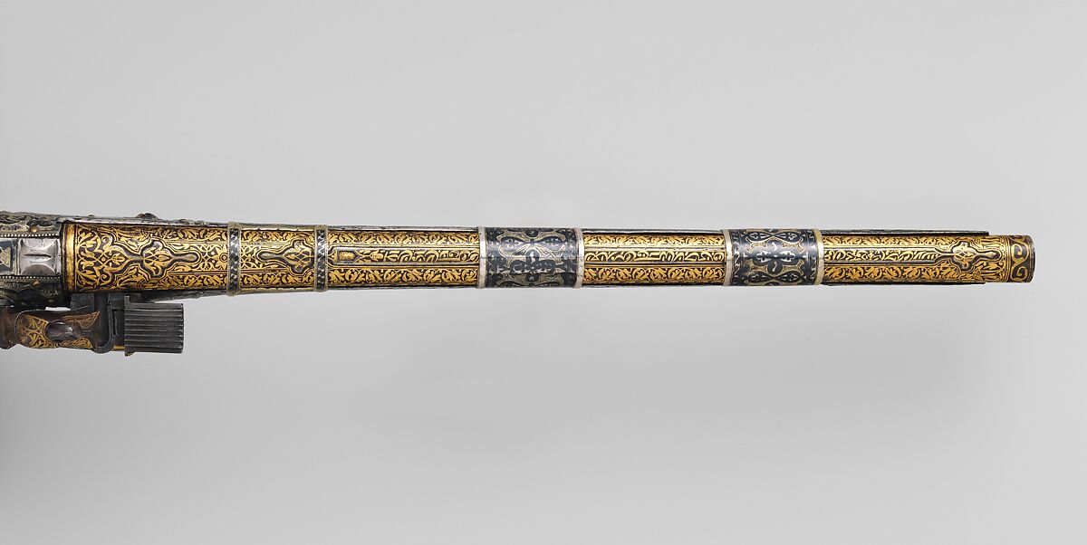 Miquelet Pistol, Steel, wood, silver, copper alloy (niello), Caucasian, Tbilisi, Georgia, or Dagestan