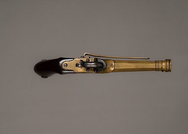 Percussion Pistol, Brass, wood, lacquer, Japanese