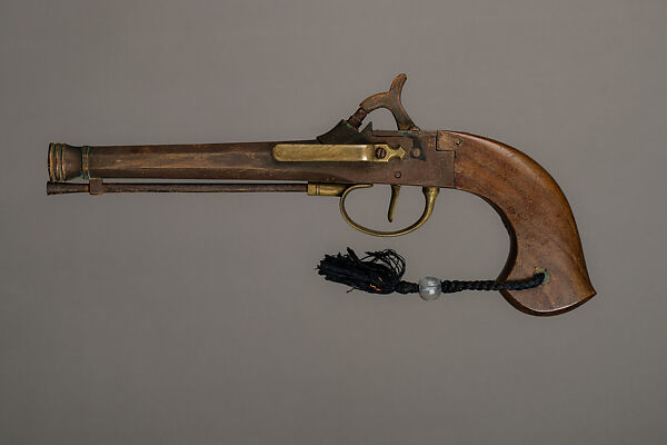 Percussion Pistol with Holster, Bronze, leather, Japanese