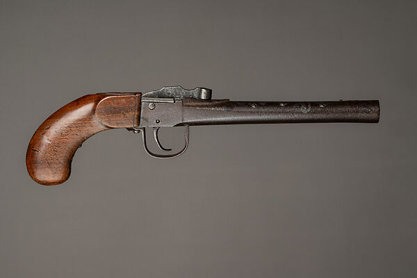Percussion Pistol, Steel, wood, silver, Japanese