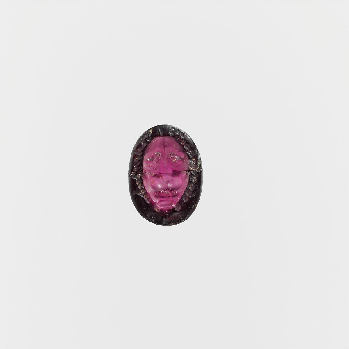 Garnet ring stone with the head of the dog Sirius, Garnet, Roman 