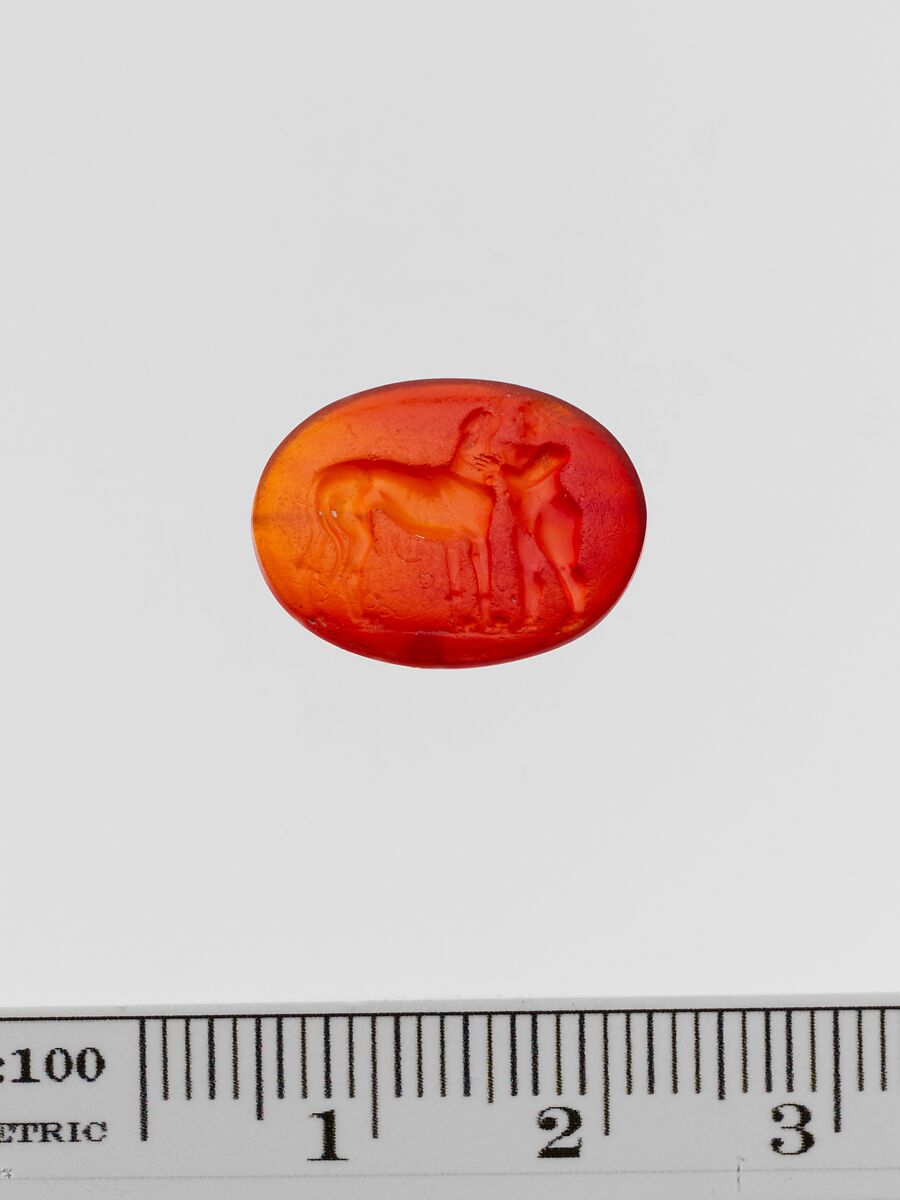 Carnelian scaraboid seal, Carnelian, Greek 