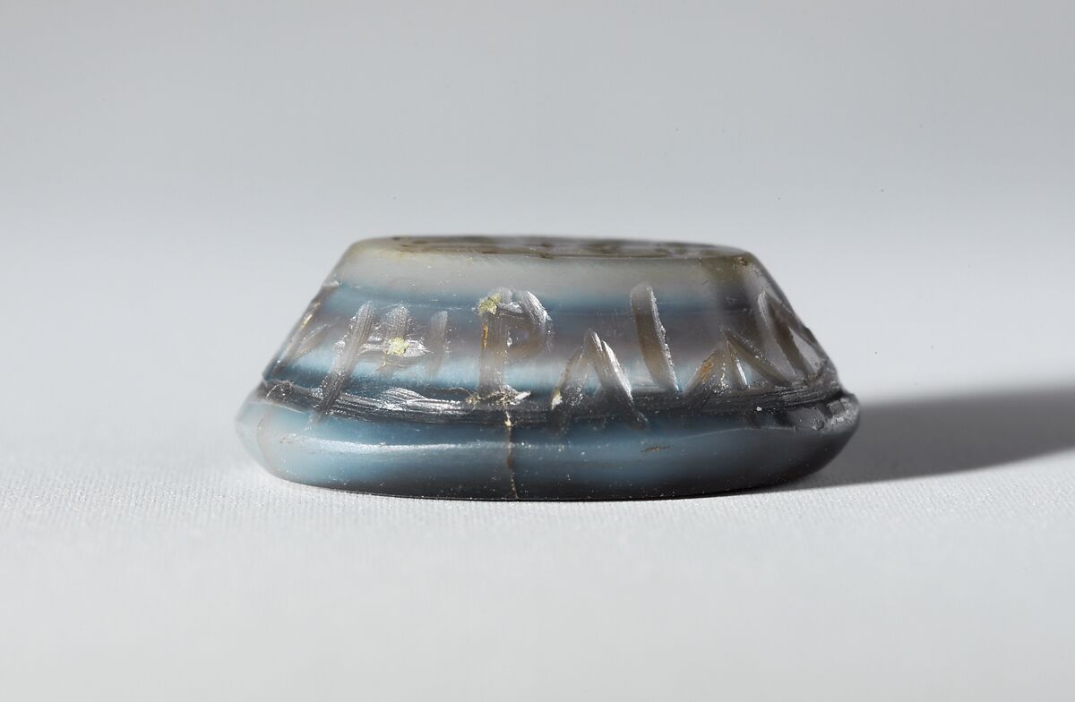 Nicolo intaglio: Two standing figures, Nicolo, Roman