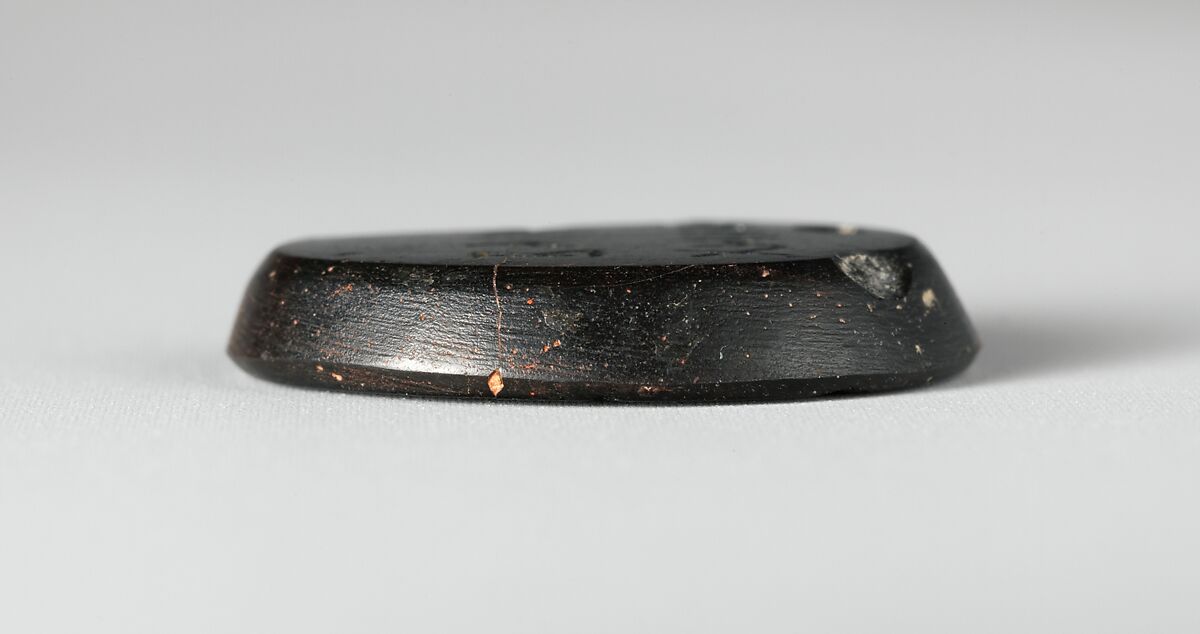 Hematite intaglio: Isis and Harpocrates, Hematite, black jasper, Roman