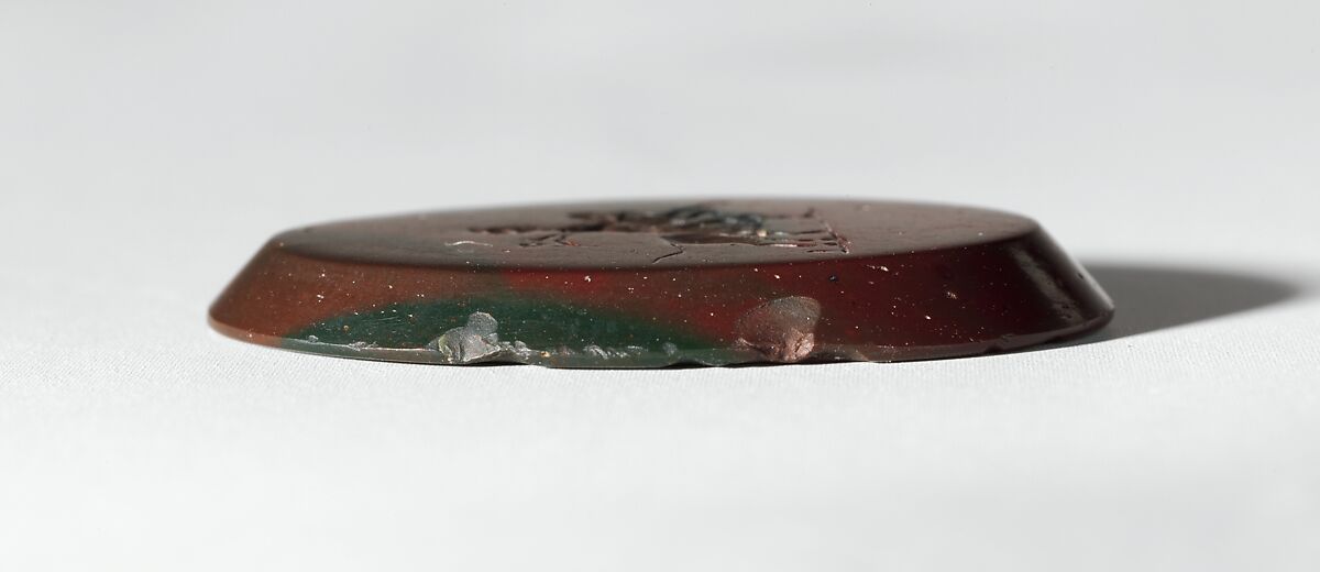 Jasper intaglio: Sol in a quadriga (four-horse chariot), Jasper, red and green, Roman