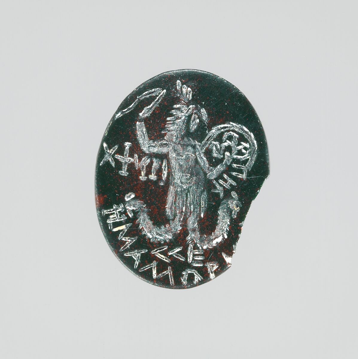 Jasper intaglio: Cock-headed anguipes, Jasper, Roman 