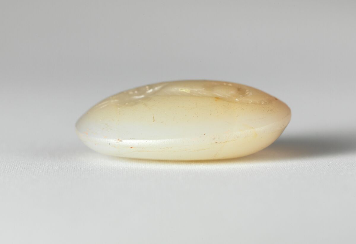 Chalcedony intaglio: Lion-headed serpent, Chalcedony, Roman