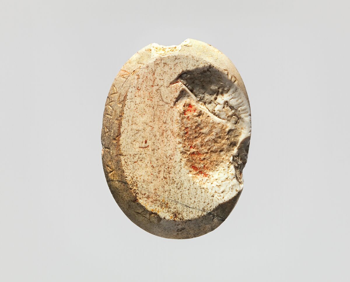 Carnelian intaglio: Lion-headed serpent, Carnelian, burnt ?, Roman