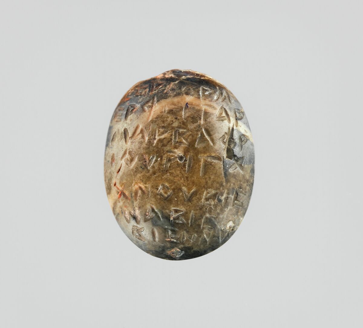 Steatite intaglio: Lion-headed serpent, Steatite, Roman