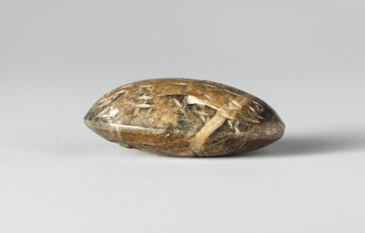 Steatite intaglio: Lion-headed serpent, Steatite, Roman