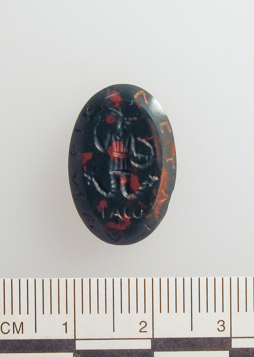 Heliotrope intaglio: Cock-headed anguipes, Heliotrope, Roman 